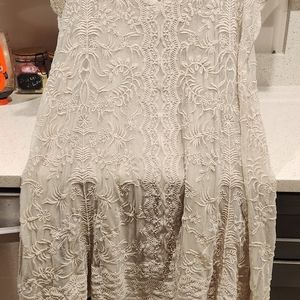Sundance Womens Cream Embroidered Dress PL Petite Large